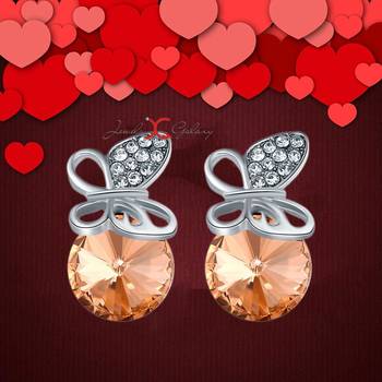 Beige cubic zirconia earrings 2