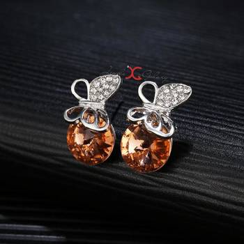 Beige cubic zirconia earrings 5