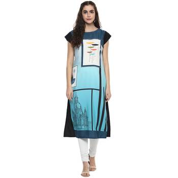 multicolor printed crepe stitched kurti 1