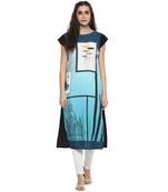 multicolor printed crepe stitched kurti