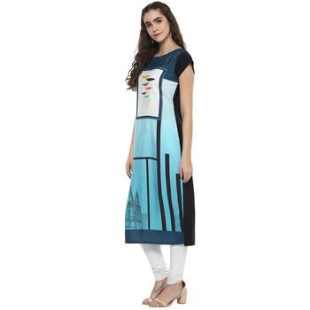 multicolor printed crepe stitched kurti 3