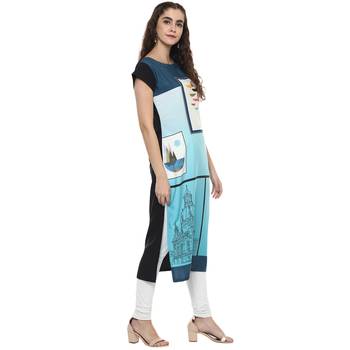 multicolor printed crepe stitched kurti 4