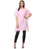 pink printed crepe stitched kurti