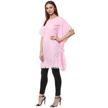pink printed crepe stitched kurti 3