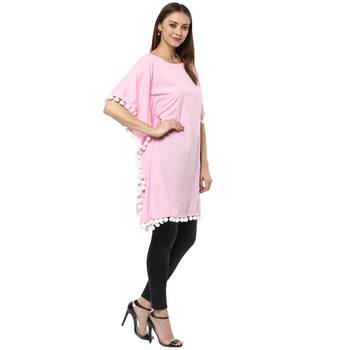 pink printed crepe stitched kurti 4