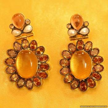 Champagne Colour Gold Plated Earrings 1