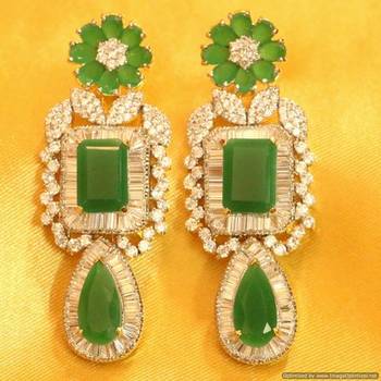 Green Onyx Diamond Look Beautiful Danglers 1