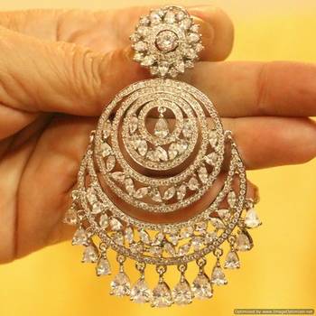 White Gold Plated Signity Studded Danglers 3