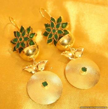 Green Onyx Gold Plated Earrings 1