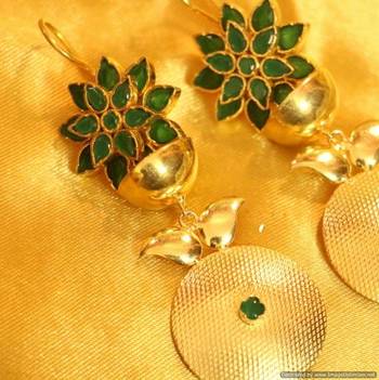Green Onyx Gold Plated Earrings 2
