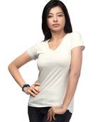 V Neck : Relxed Fit : Off White