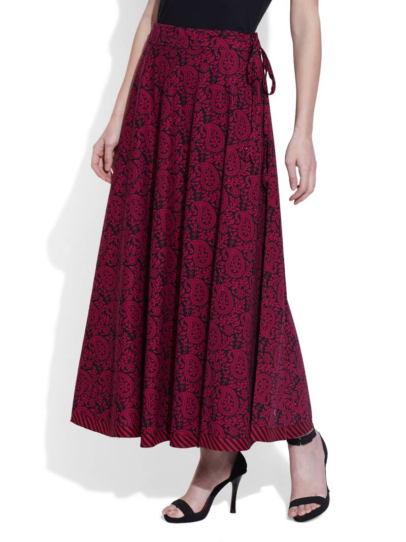 Maroon Cotton printed skirts Celebrations 2175797