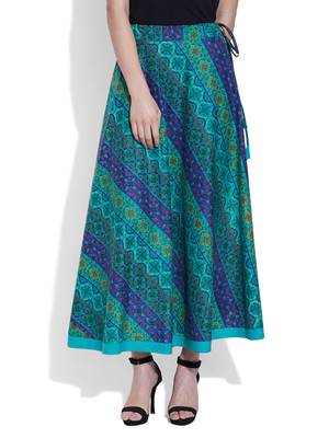 Teal Cotton printed skirts 1