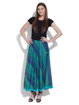 Teal Cotton printed skirts 4