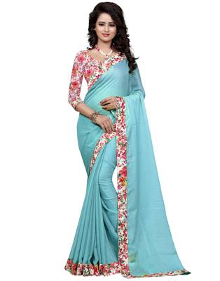 Blue woven jacquard saree with blouse 1