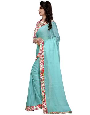 Blue woven jacquard saree with blouse 2