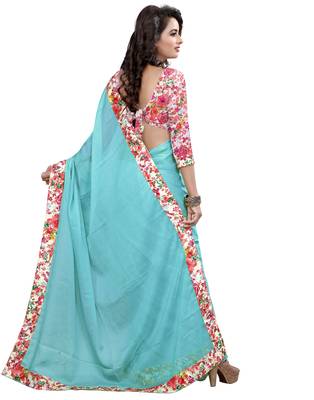 Blue woven jacquard saree with blouse 3