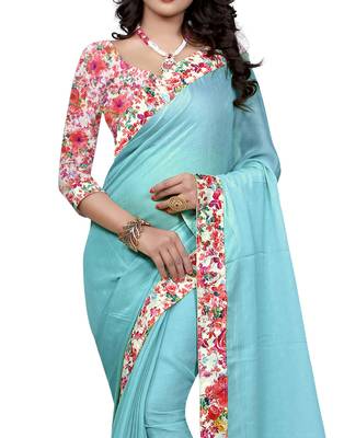 Blue woven jacquard saree with blouse 4