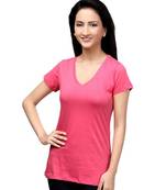 V Neck : Relaxed Fit : Bright Pink