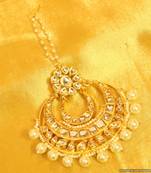 Kundan Meenakari Chaand Baali Pearl Maang Tikka