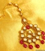 Ruby Kundan Paisley Gold Look Maang Tikka