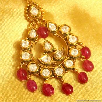 Ruby Kundan Paisley Gold Look Maang Tikka 2