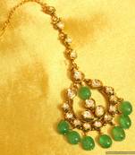 Paisley Green Onyx Kundan Maang Tikka