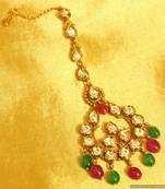 Multicolour Kundan Chaand Baali Maang Tikka