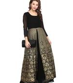 Black printed georgette stitched kurta