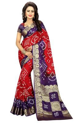 Multicolor art silk saree with blouse 1