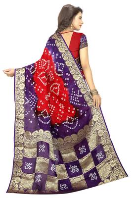 Multicolor art silk saree with blouse 2