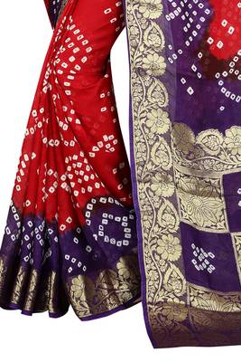 Multicolor art silk saree with blouse 3