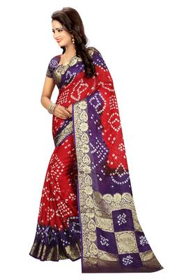 Multicolor art silk saree with blouse 4