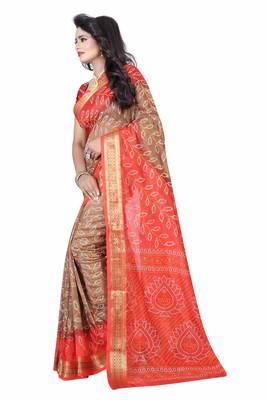 Multicolor art silk saree with blouse 4