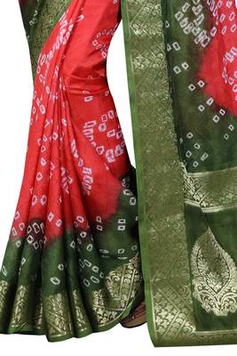 Multicolor art silk saree with blouse 3