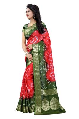 Multicolor art silk saree with blouse 4