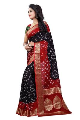 Multicolor art silk saree with blouse 4