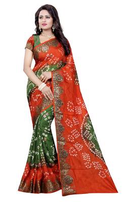 Multicolor art silk saree with blouse 1