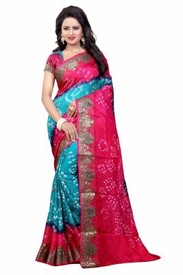 Multicolor art silk saree with blouse 1