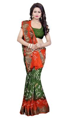 Multicolor art silk saree with blouse 4
