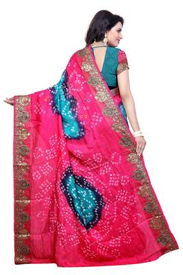 Multicolor art silk saree with blouse 2