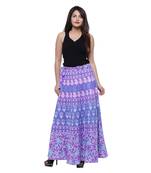 Purple Cotton Printed Wrap Skirt
