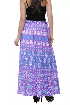 Purple Cotton Printed Wrap Skirt