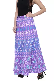 Purple Cotton Printed Wrap Skirt