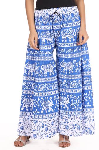 Blue Cotton Printed Palazzo