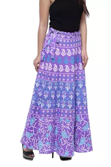 Purple Cotton Printed Wrap Skirt