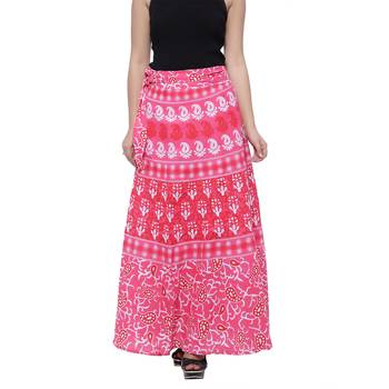 Pink Cotton Printed Wrap Skirt 1