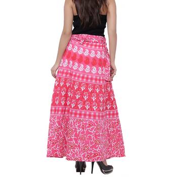 Pink Cotton Printed Wrap Skirt 2