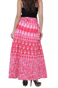 Pink Cotton Printed Wrap Skirt