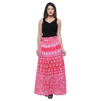 Pink Cotton Printed Wrap Skirt 3
